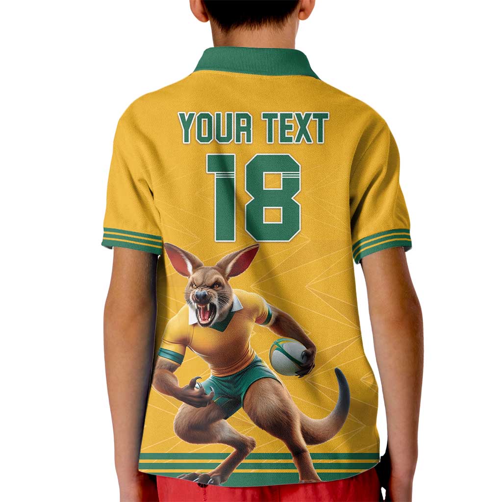 Custom Australia Rugby Kid Polo Shirt Wallabies Mascot Sporty Style - Wonder Print Shop