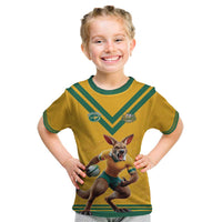Custom Australia Rugby Kid T Shirt Wallabies Mascot Sporty Style - Wonder Print Shop