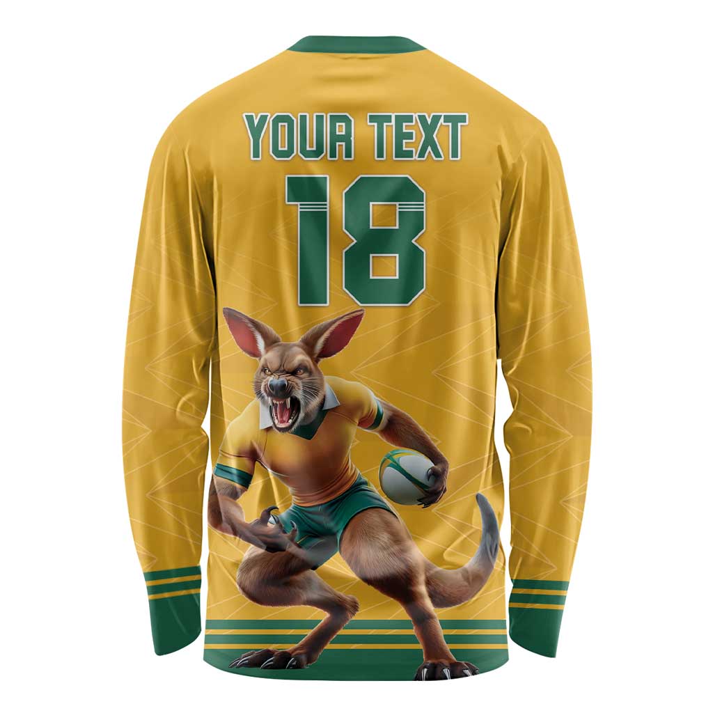 Custom Australia Rugby Long Sleeve Shirt Wallabies Mascot Sporty Style - Wonder Print Shop