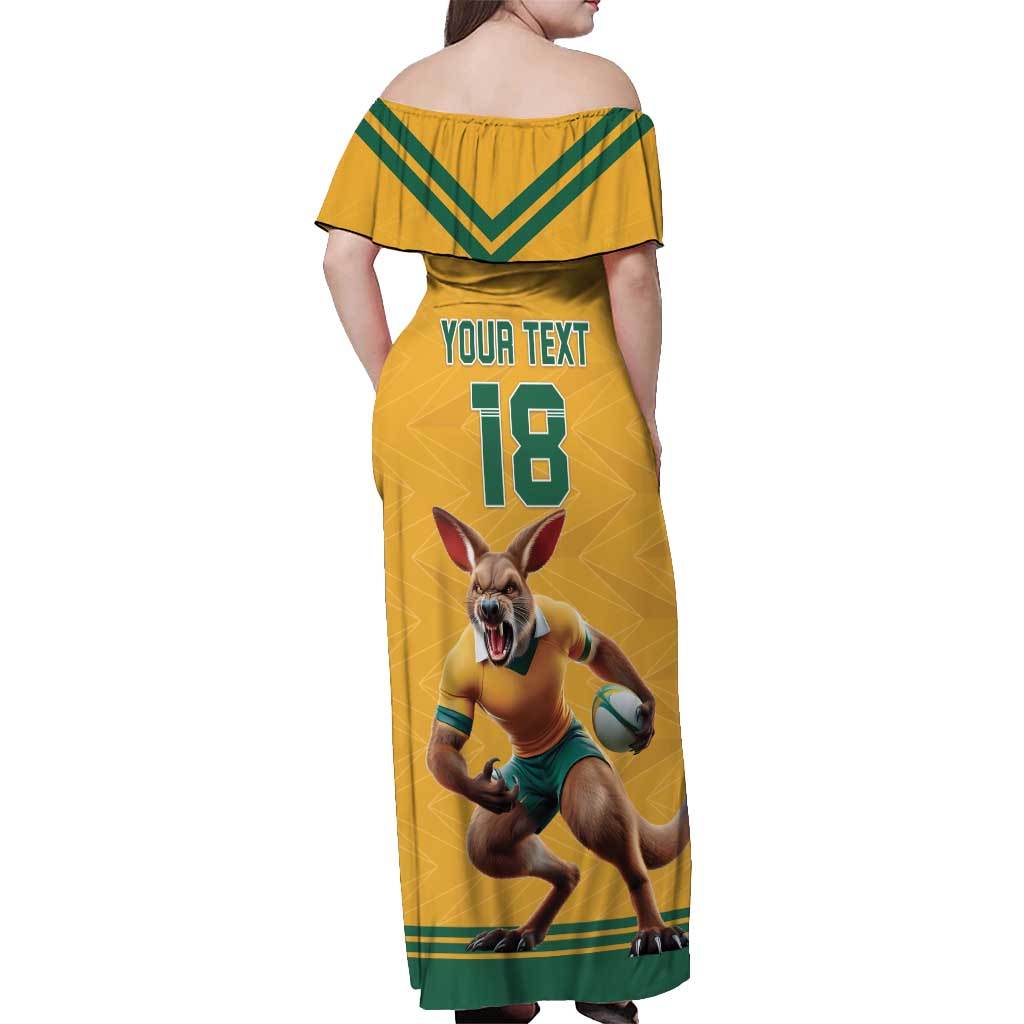 Custom Australia Rugby Off Shoulder Maxi Dress Wallabies Mascot Sporty Style - Wonder Print Shop
