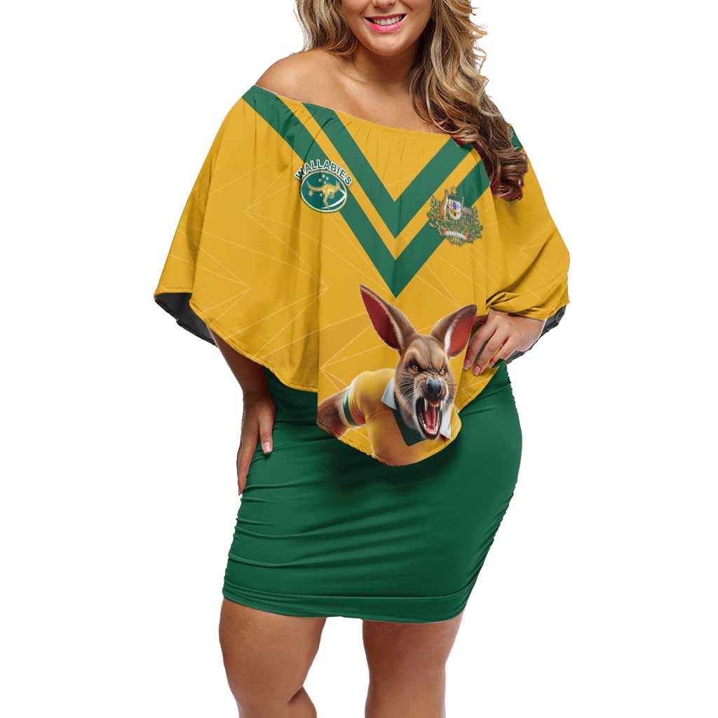 Custom Australia Rugby Off Shoulder Short Dress Wallabies Mascot Sporty Style - Wonder Print Shop