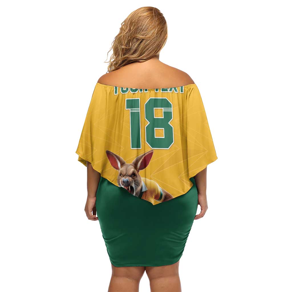 Custom Australia Rugby Off Shoulder Short Dress Wallabies Mascot Sporty Style - Wonder Print Shop