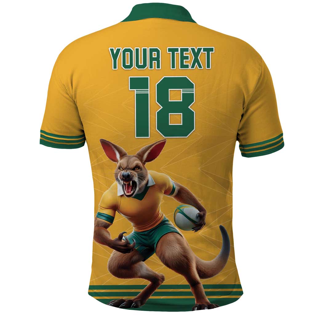 Custom Australia Rugby Polo Shirt Wallabies Mascot Sporty Style - Wonder Print Shop