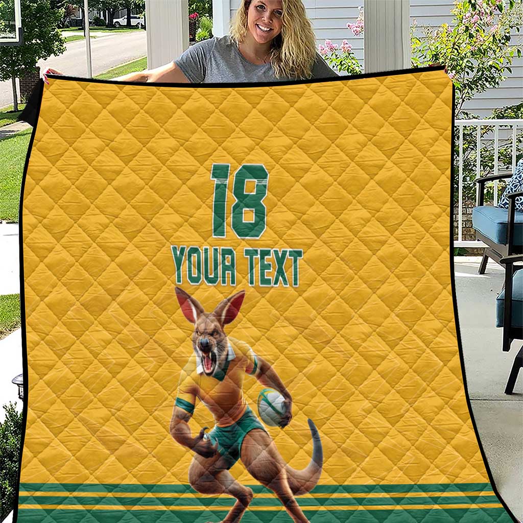 Custom Australia Rugby Quilt Wallabies Mascot Sporty Style - Wonder Print Shop