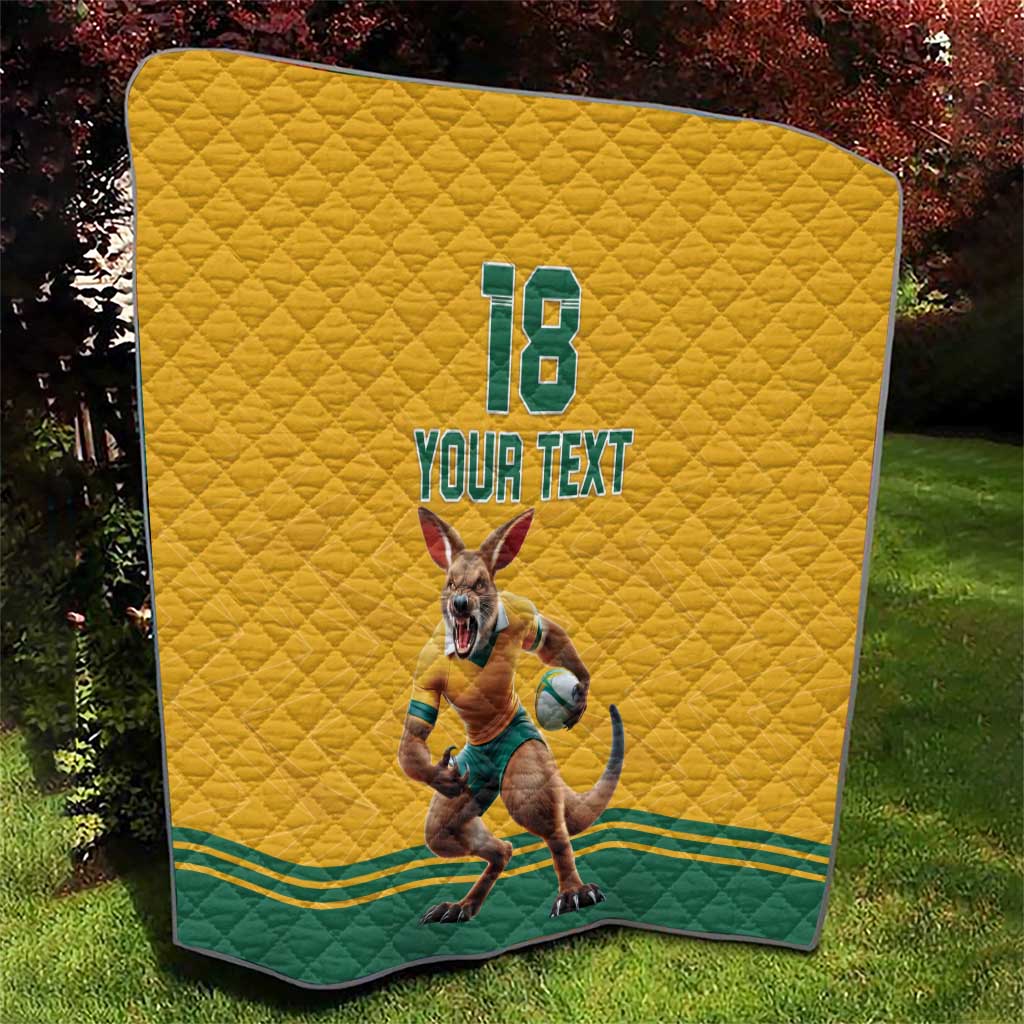 Custom Australia Rugby Quilt Wallabies Mascot Sporty Style - Wonder Print Shop