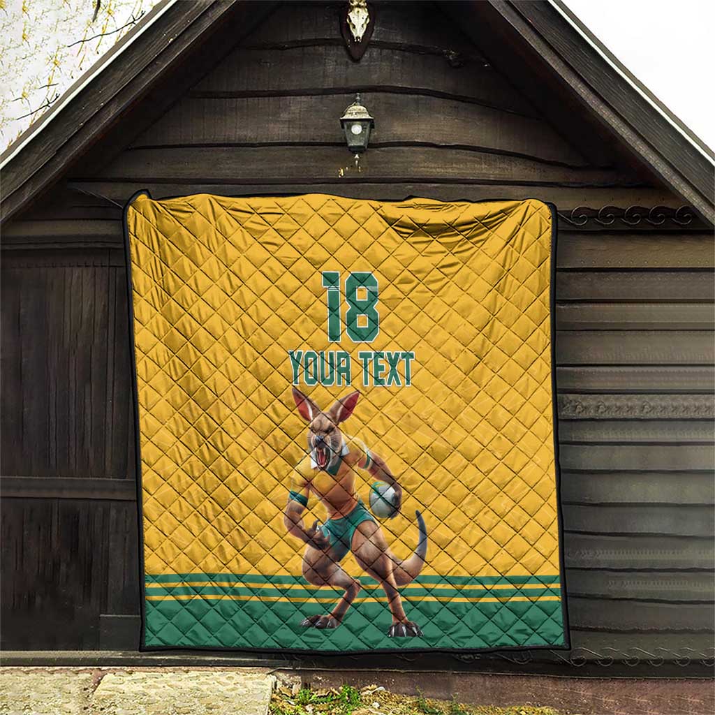 Custom Australia Rugby Quilt Wallabies Mascot Sporty Style - Wonder Print Shop