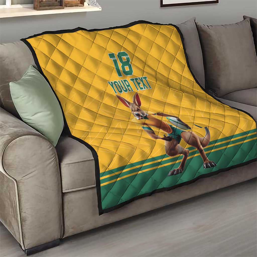 Custom Australia Rugby Quilt Wallabies Mascot Sporty Style - Wonder Print Shop