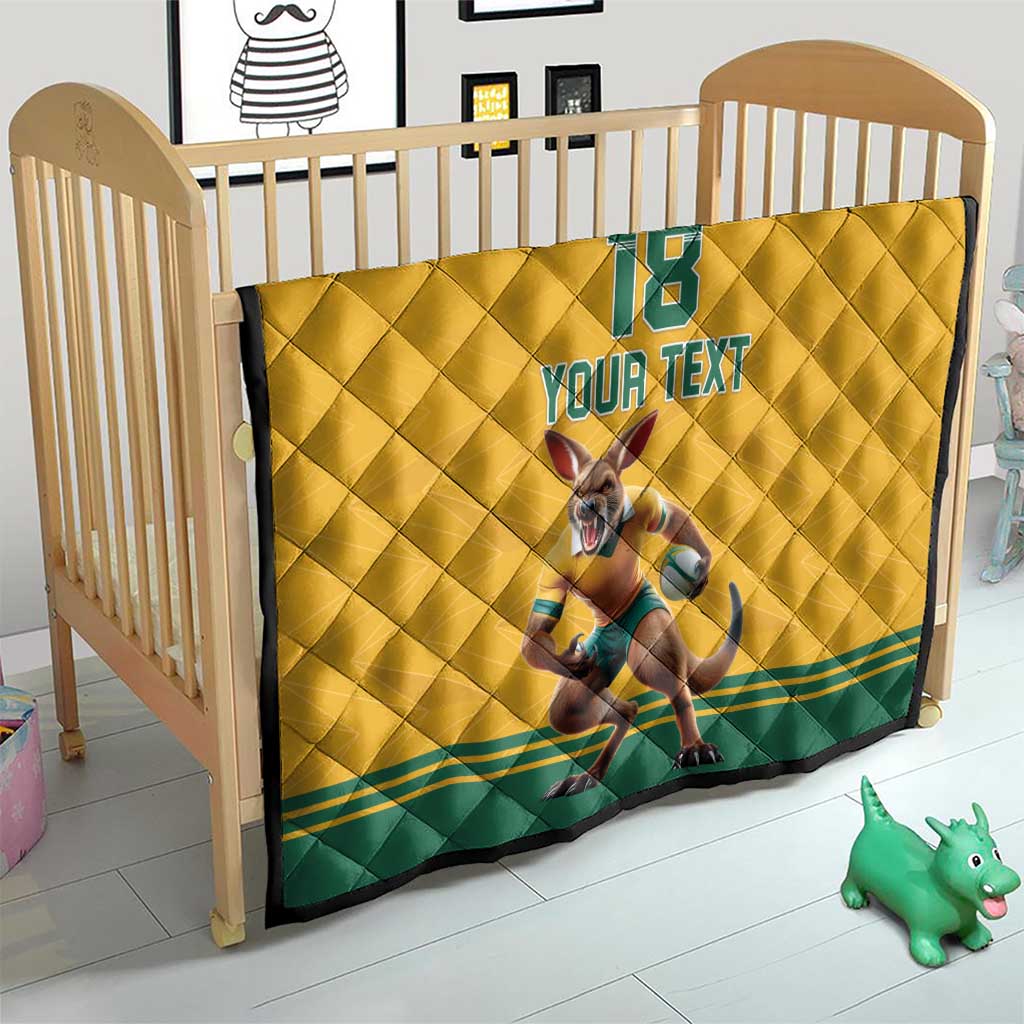 Custom Australia Rugby Quilt Wallabies Mascot Sporty Style - Wonder Print Shop
