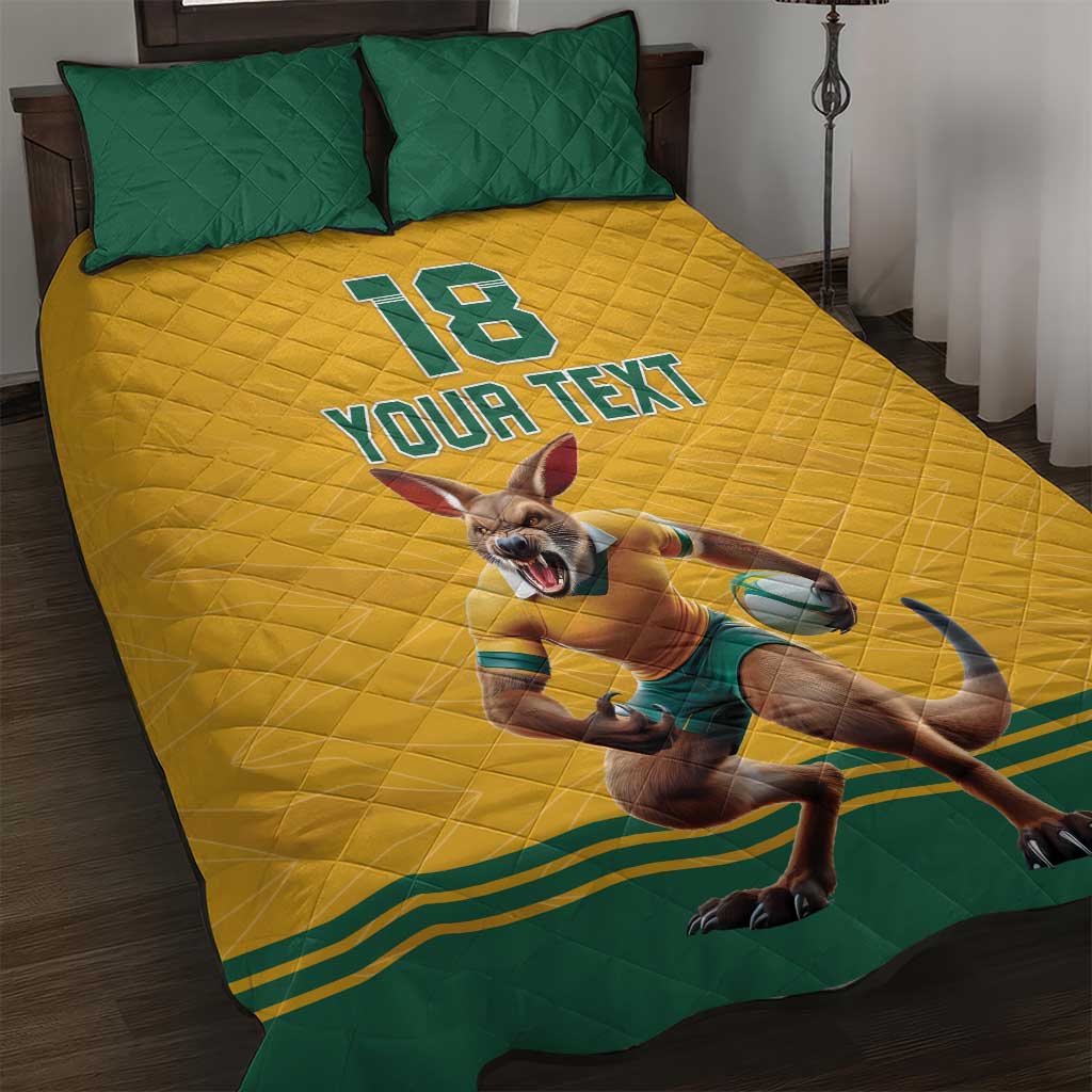 Custom Australia Rugby Quilt Bed Set Wallabies Mascot Sporty Style - Wonder Print Shop