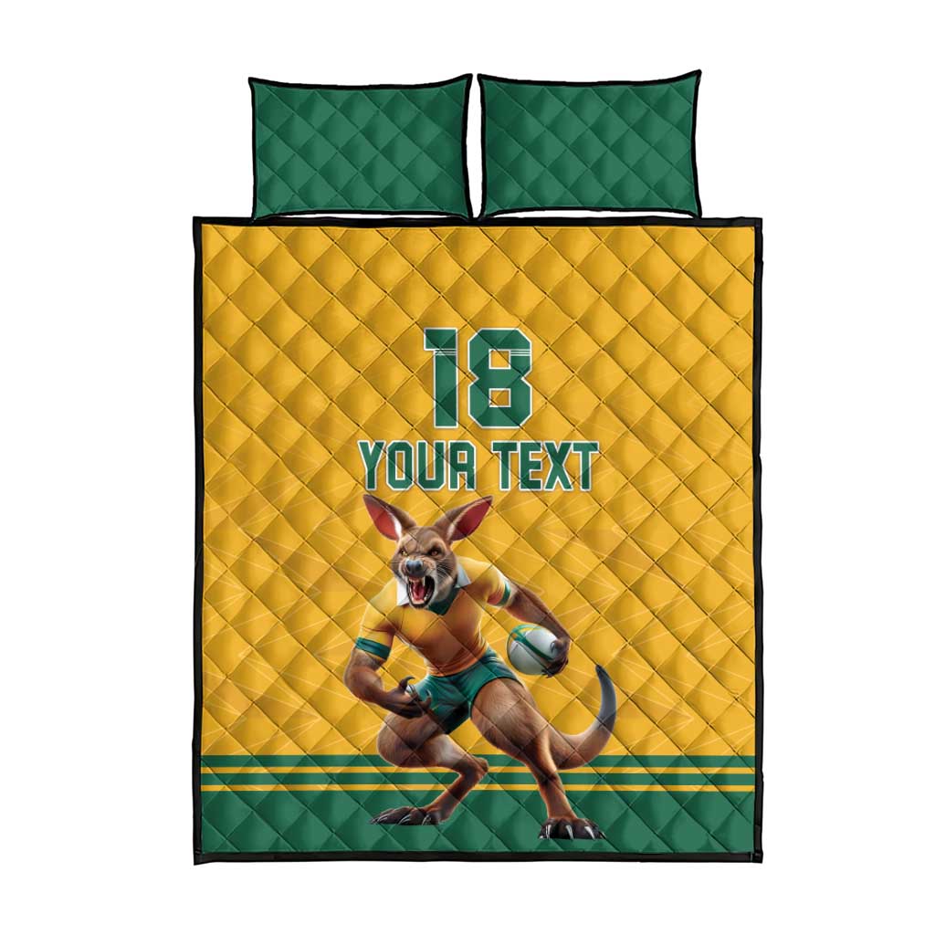 Custom Australia Rugby Quilt Bed Set Wallabies Mascot Sporty Style - Wonder Print Shop