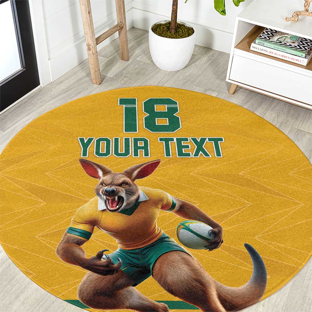 Custom Australia Rugby Round Carpet Wallabies Mascot Sporty Style - Wonder Print Shop