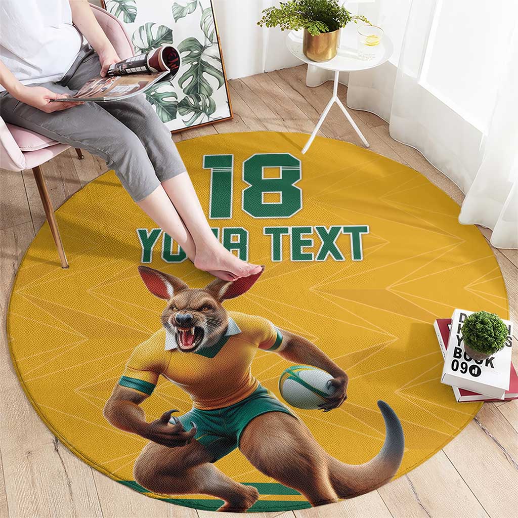 Custom Australia Rugby Round Carpet Wallabies Mascot Sporty Style - Wonder Print Shop