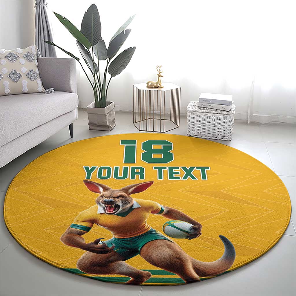 Custom Australia Rugby Round Carpet Wallabies Mascot Sporty Style - Wonder Print Shop
