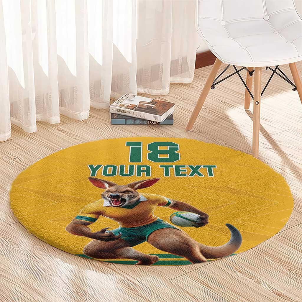 Custom Australia Rugby Round Carpet Wallabies Mascot Sporty Style - Wonder Print Shop