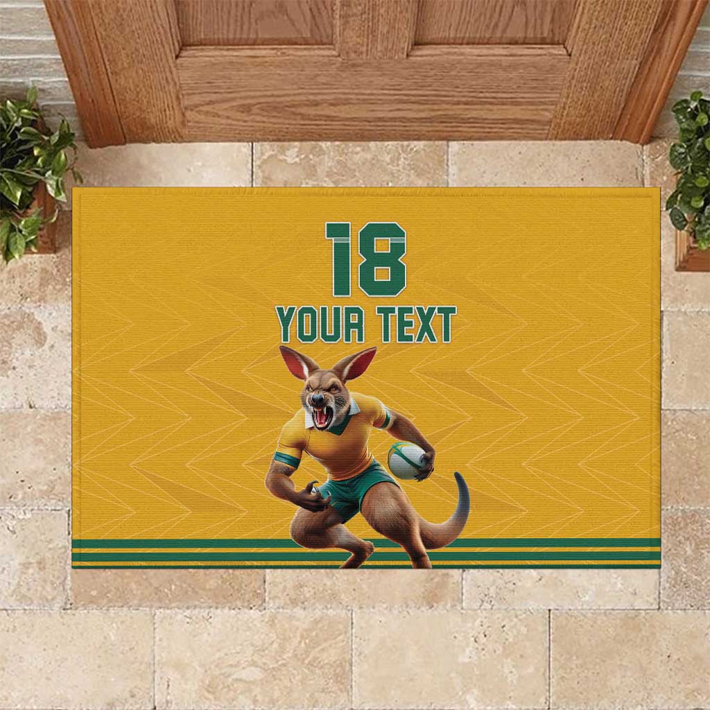 Custom Australia Rugby Rubber Doormat Wallabies Mascot Sporty Style - Wonder Print Shop