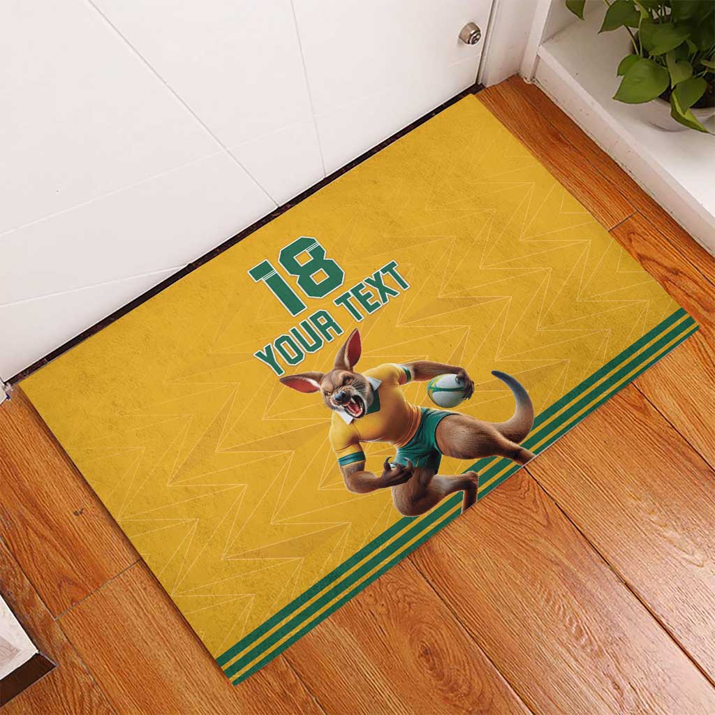 Custom Australia Rugby Rubber Doormat Wallabies Mascot Sporty Style - Wonder Print Shop