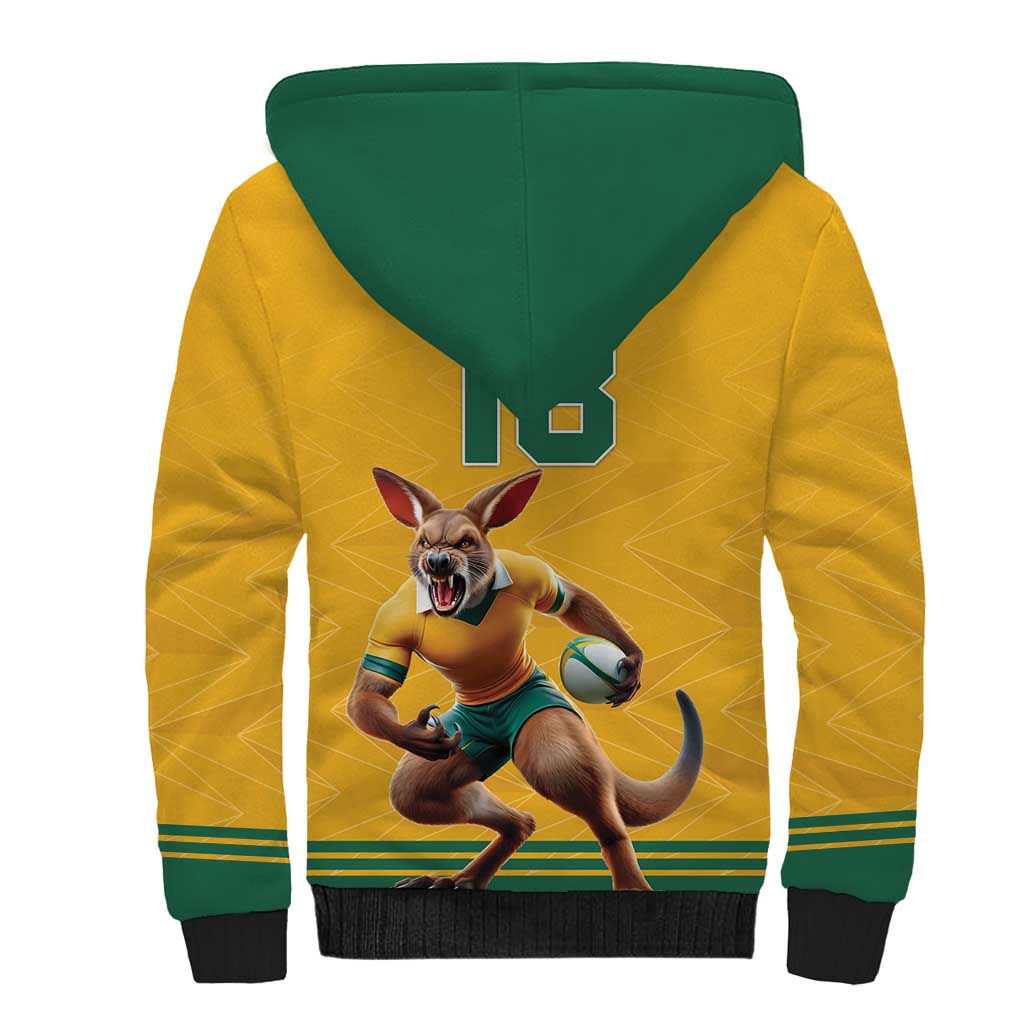Custom Australia Rugby Sherpa Hoodie Wallabies Mascot Sporty Style - Wonder Print Shop