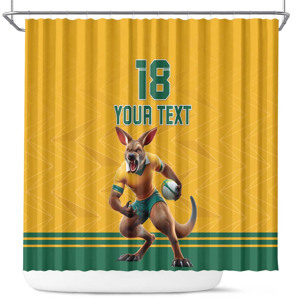Custom Australia Rugby Shower Curtain Wallabies Mascot Sporty Style - Wonder Print Shop