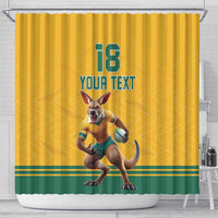 Custom Australia Rugby Shower Curtain Wallabies Mascot Sporty Style - Wonder Print Shop