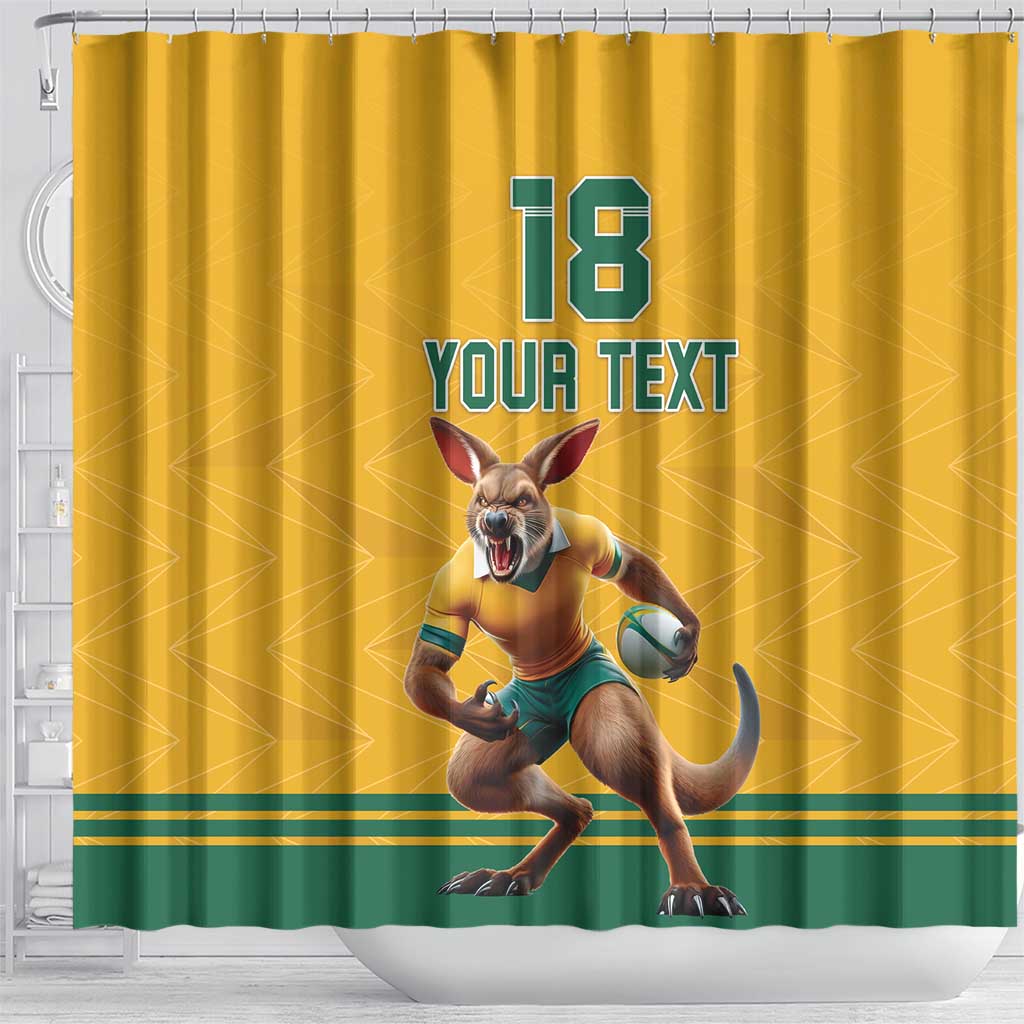 Custom Australia Rugby Shower Curtain Wallabies Mascot Sporty Style - Wonder Print Shop