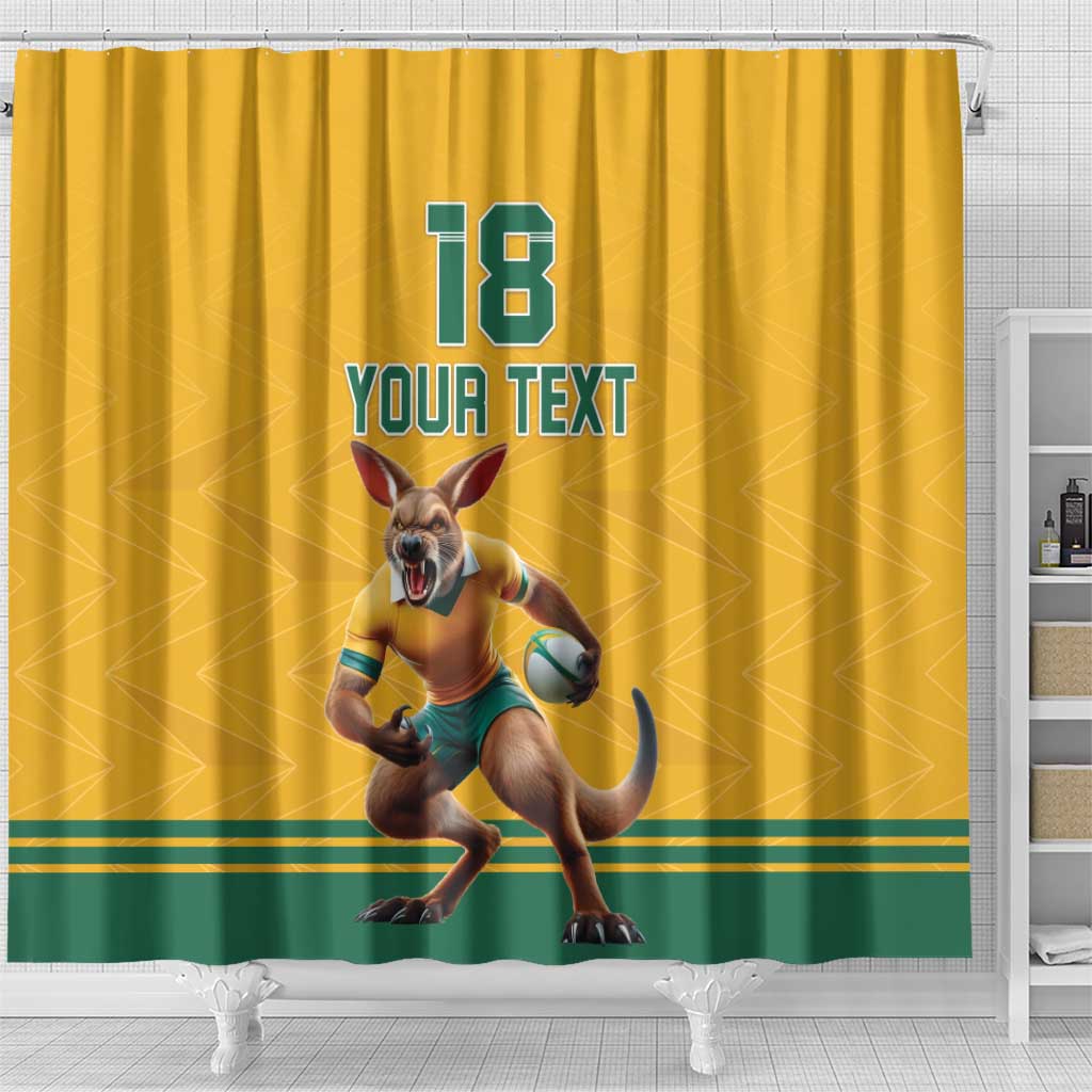 Custom Australia Rugby Shower Curtain Wallabies Mascot Sporty Style - Wonder Print Shop
