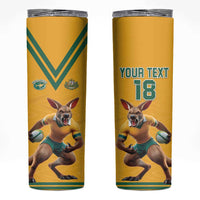 Custom Australia Rugby Skinny Tumbler Wallabies Mascot Sporty Style - Wonder Print Shop