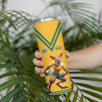 Custom Australia Rugby Skinny Tumbler Wallabies Mascot Sporty Style - Wonder Print Shop