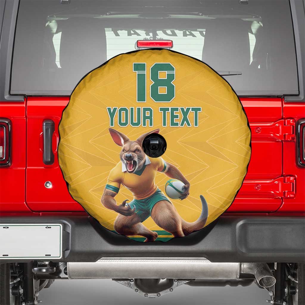 Custom Australia Rugby Spare Tire Cover Wallabies Mascot Sporty Style - Wonder Print Shop