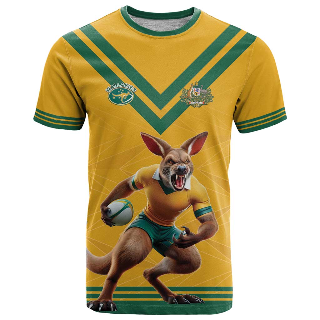 Custom Australia Rugby T Shirt Wallabies Mascot Sporty Style - Wonder Print Shop