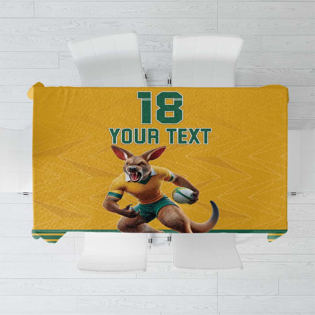 Custom Australia Rugby Tablecloth Wallabies Mascot Sporty Style - Wonder Print Shop