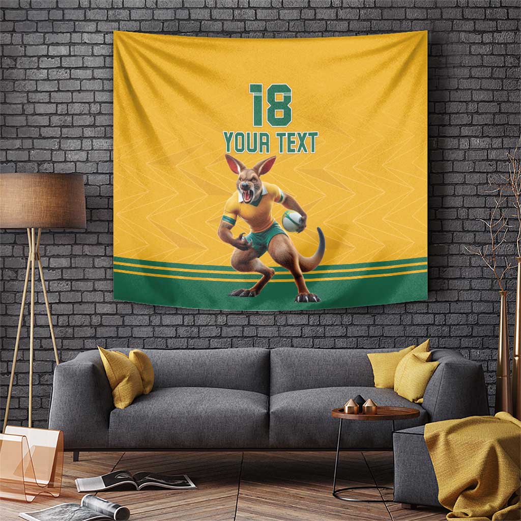 Custom Australia Rugby Tapestry Wallabies Mascot Sporty Style - Wonder Print Shop