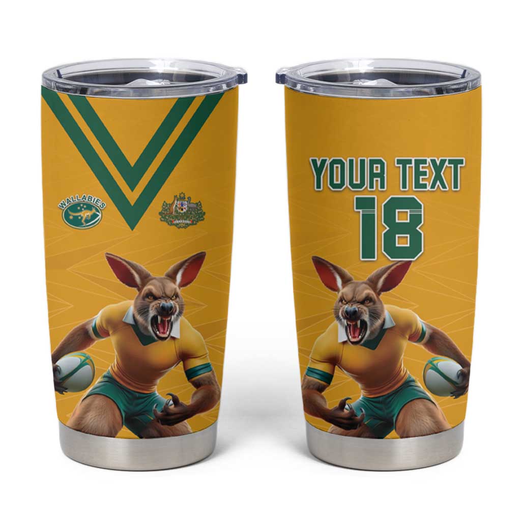 Custom Australia Rugby Tumbler Cup Wallabies Mascot Sporty Style - Wonder Print Shop