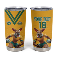 Custom Australia Rugby Tumbler Cup Wallabies Mascot Sporty Style - Wonder Print Shop