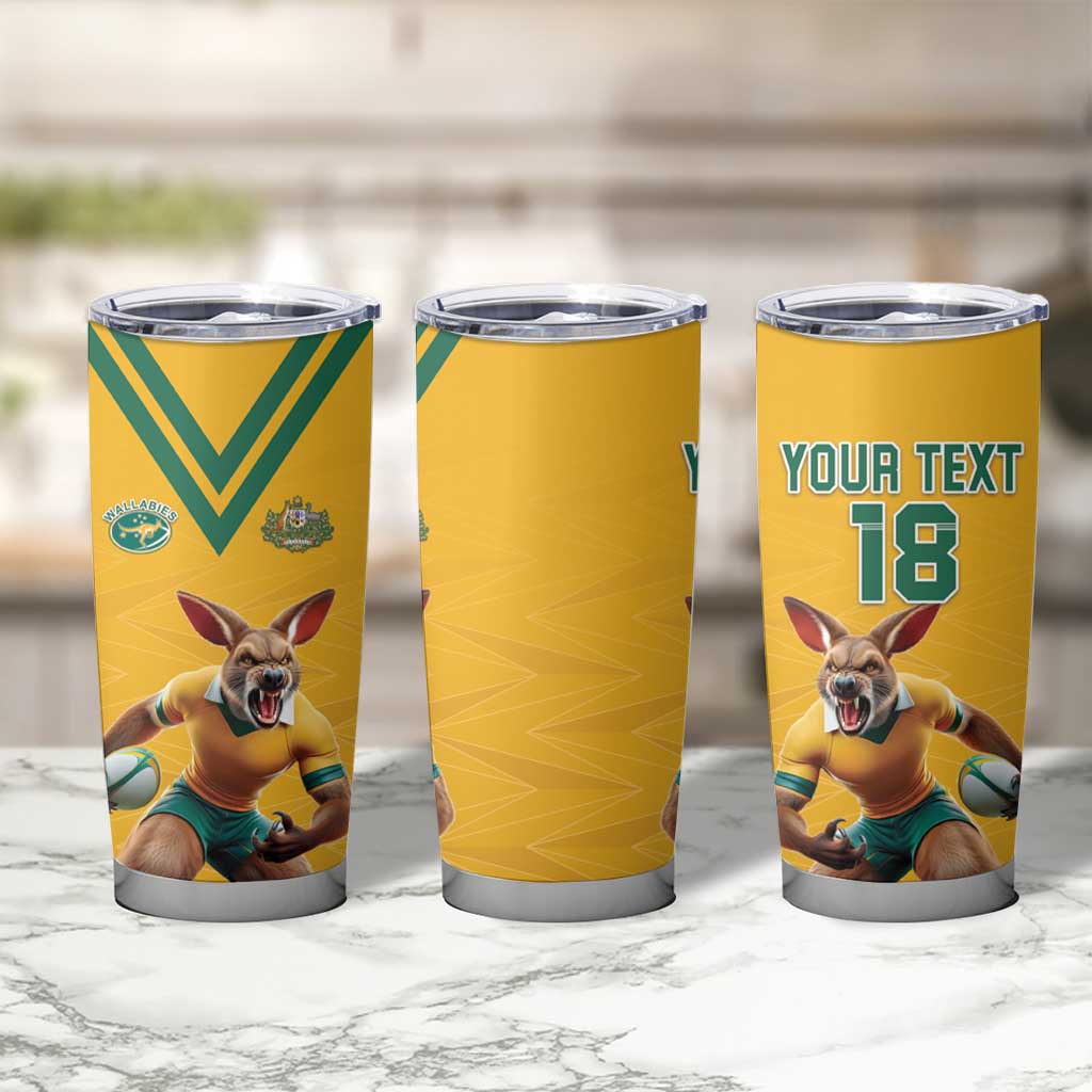 Custom Australia Rugby Tumbler Cup Wallabies Mascot Sporty Style - Wonder Print Shop