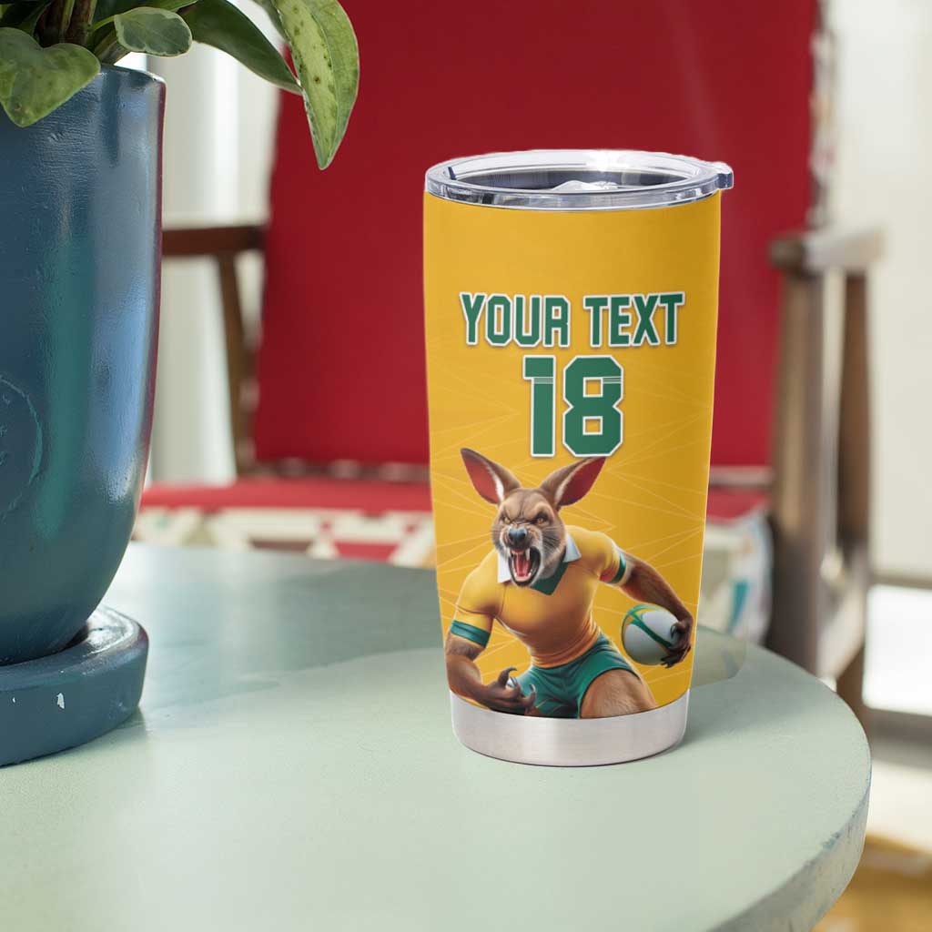 Custom Australia Rugby Tumbler Cup Wallabies Mascot Sporty Style - Wonder Print Shop