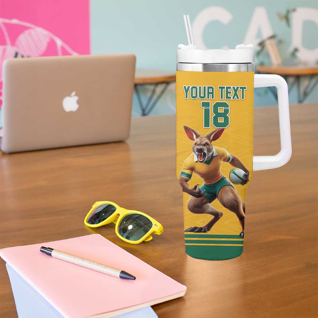 Custom Australia Rugby Tumbler With Handle Wallabies Mascot Sporty Style - Wonder Print Shop