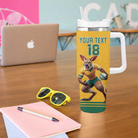 Custom Australia Rugby Tumbler With Handle Wallabies Mascot Sporty Style - Wonder Print Shop