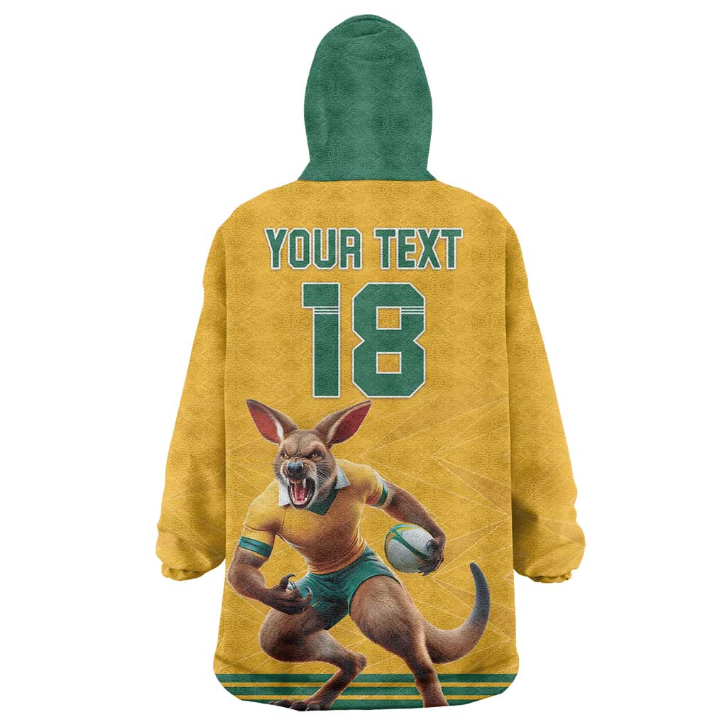 Custom Australia Rugby Wearable Blanket Hoodie Wallabies Mascot Sporty Style - Wonder Print Shop