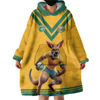 Custom Australia Rugby Wearable Blanket Hoodie Wallabies Mascot Sporty Style - Wonder Print Shop