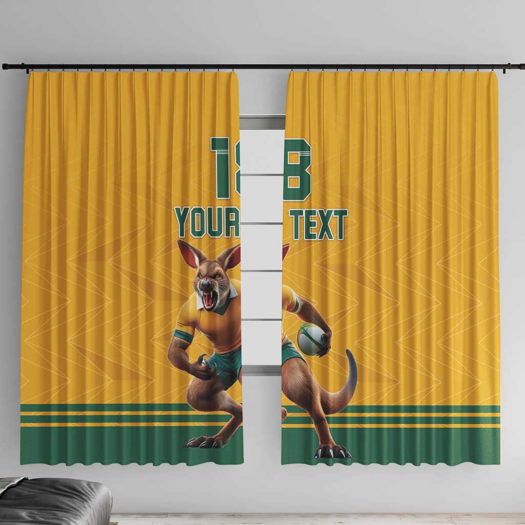 Custom Australia Rugby Window Curtain Wallabies Mascot Sporty Style - Wonder Print Shop