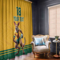 Custom Australia Rugby Window Curtain Wallabies Mascot Sporty Style - Wonder Print Shop