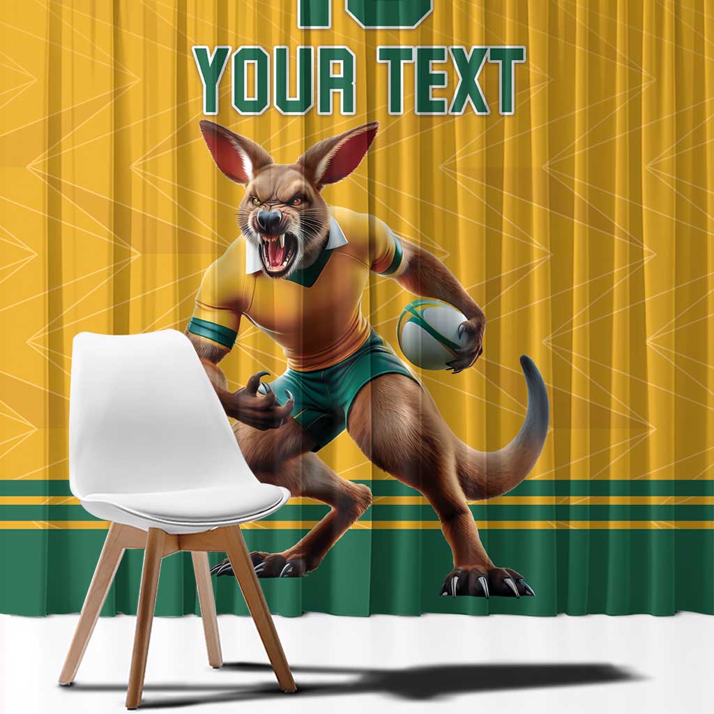 Custom Australia Rugby Window Curtain Wallabies Mascot Sporty Style - Wonder Print Shop