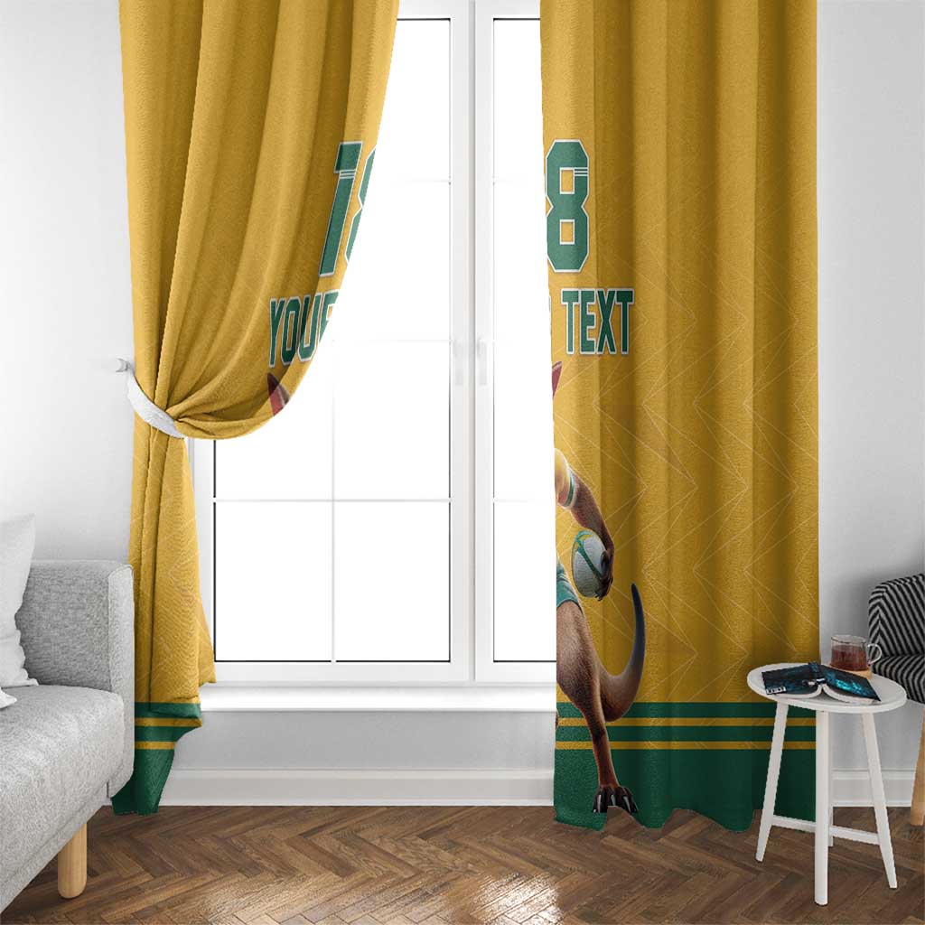 Custom Australia Rugby Window Curtain Wallabies Mascot Sporty Style - Wonder Print Shop