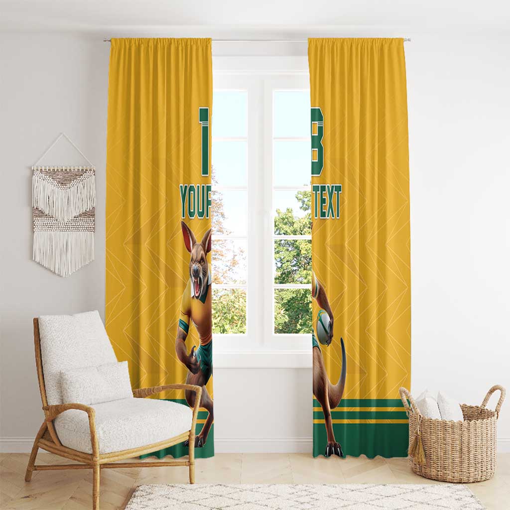 Custom Australia Rugby Window Curtain Wallabies Mascot Sporty Style - Wonder Print Shop