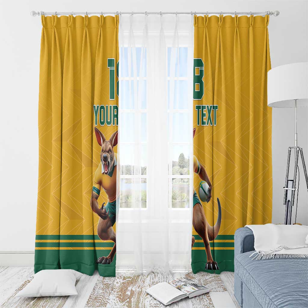 Custom Australia Rugby Window Curtain Wallabies Mascot Sporty Style - Wonder Print Shop