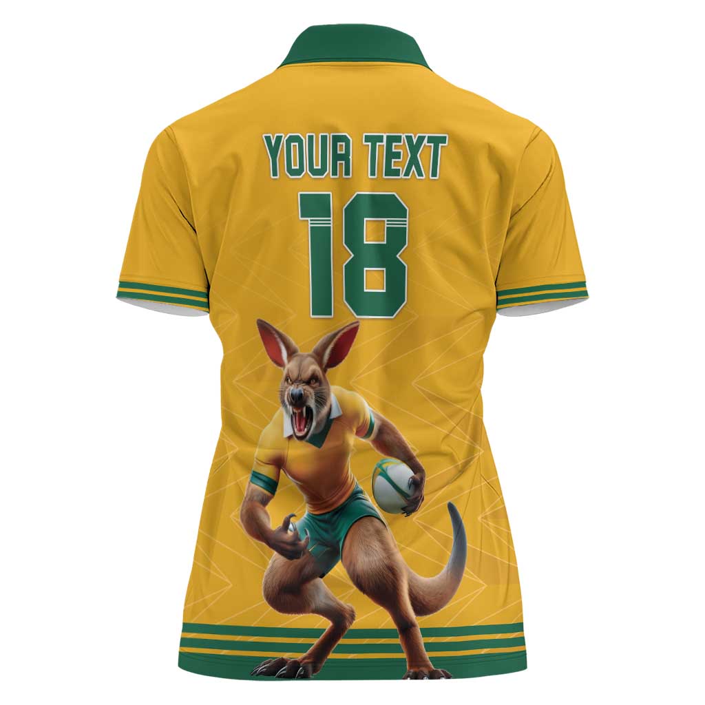 Custom Australia Rugby Women Polo Shirt Wallabies Mascot Sporty Style - Wonder Print Shop