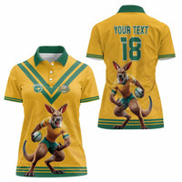 Custom Australia Rugby Women Polo Shirt Wallabies Mascot Sporty Style - Wonder Print Shop