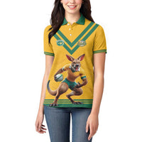 Custom Australia Rugby Women Polo Shirt Wallabies Mascot Sporty Style - Wonder Print Shop