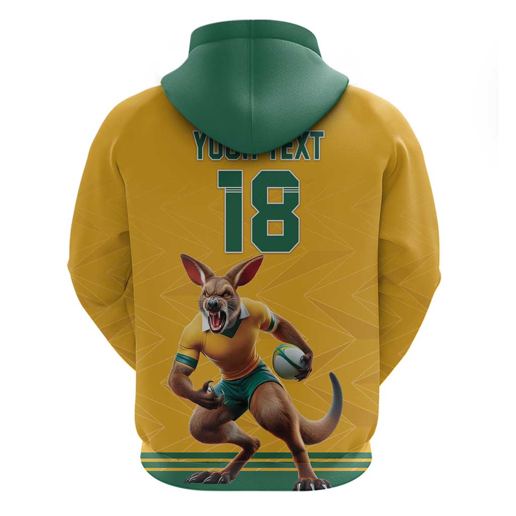 Custom Australia Rugby Zip Hoodie Wallabies Mascot Sporty Style - Wonder Print Shop