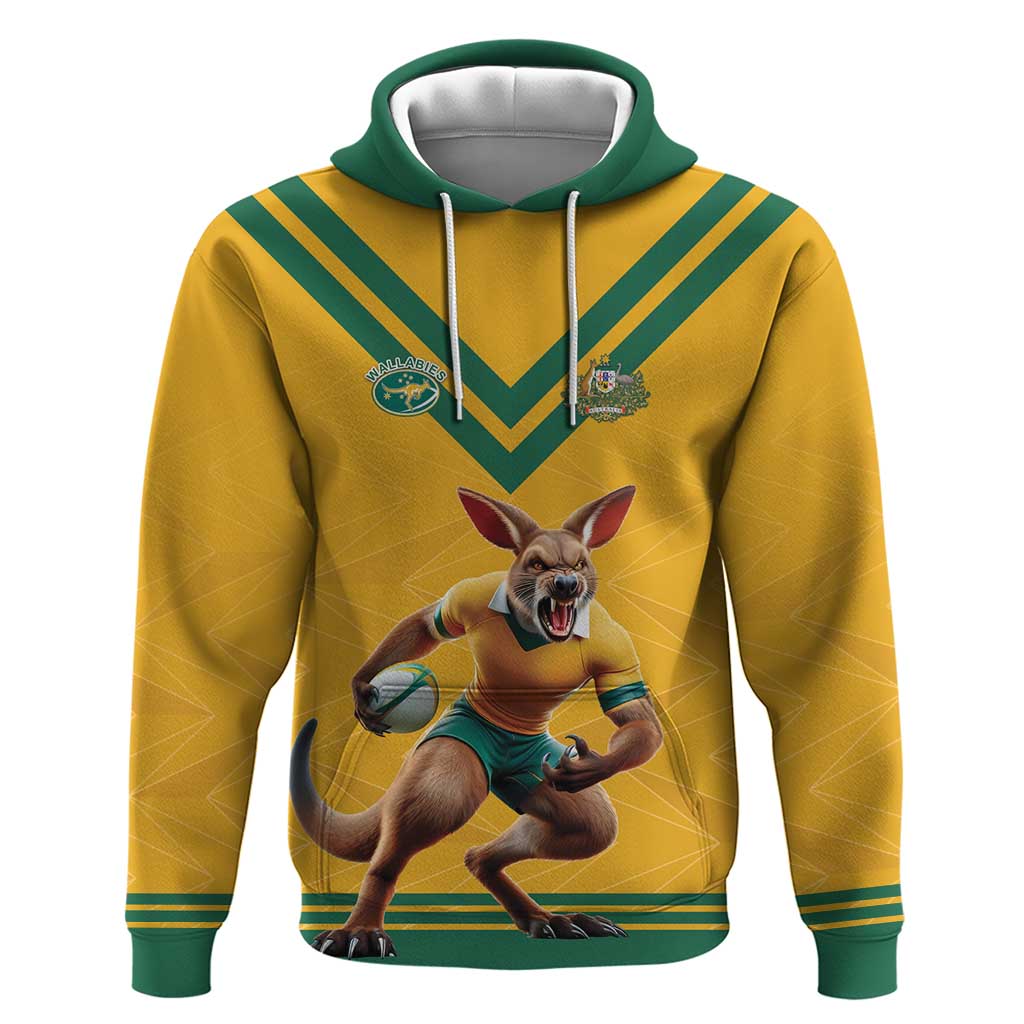 Custom Australia Rugby Zip Hoodie Wallabies Mascot Sporty Style - Wonder Print Shop